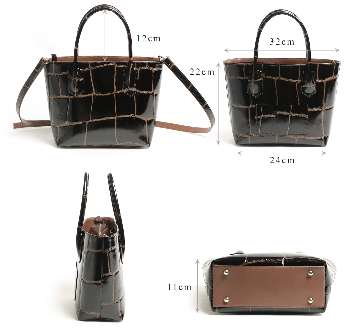 REALMIND / PRIMA 艶めくラージクロコ型押しレザーの2wayバッグ