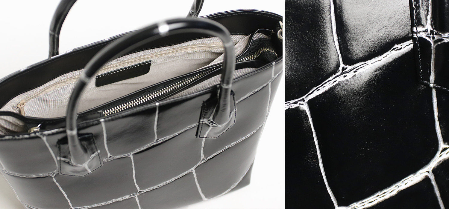 REALMIND / PRIMA 艶めくラージクロコ型押しレザーの2wayバッグ