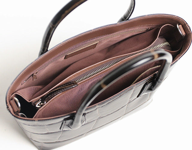 REALMIND / PRIMA 艶めくラージクロコ型押しレザーの2wayバッグ