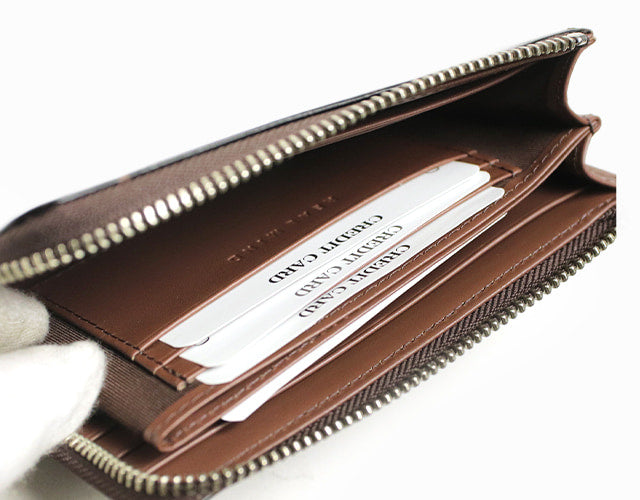 REALMIND / PRIMA 艶めくラージクロコ型押しレザーのLファスナーミドルウォレット