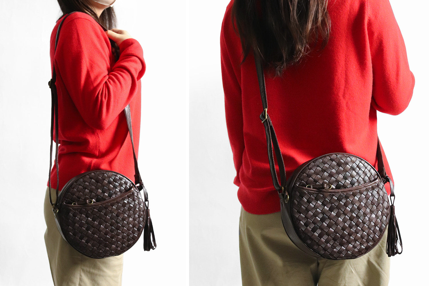 LILY / METS 見て触れて、使って感動!ふんわり軽いポニーレザーメッシュの丸型ショルダーポシェット