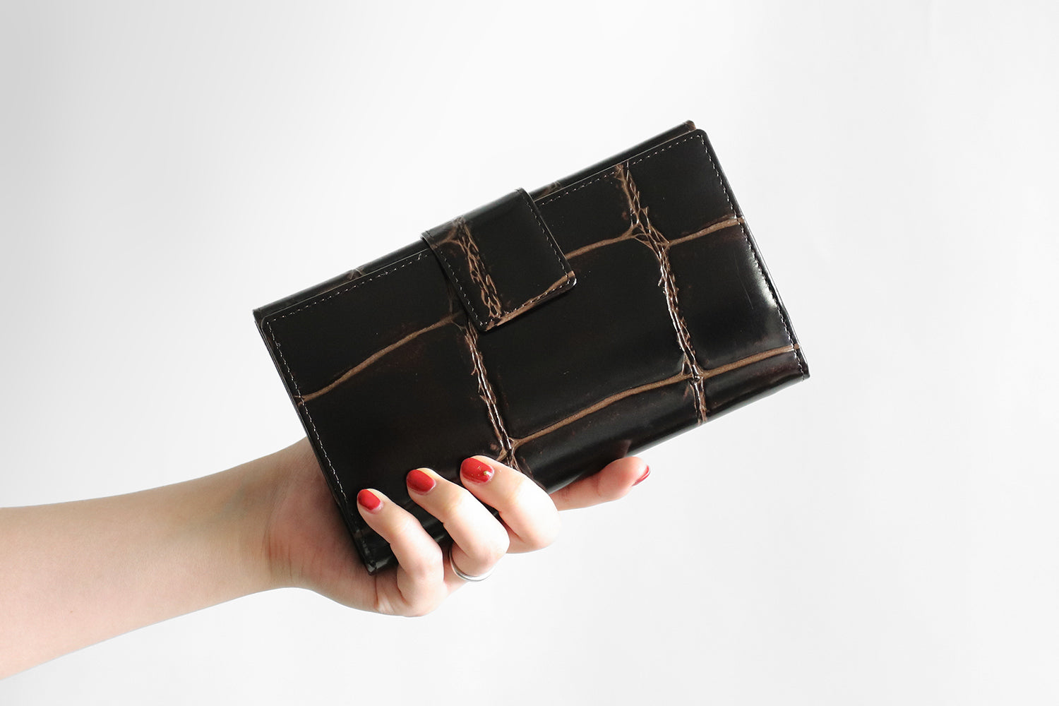 REALMIND / PRIMA 亮面大型鱷魚壓紋皮革皮夾
