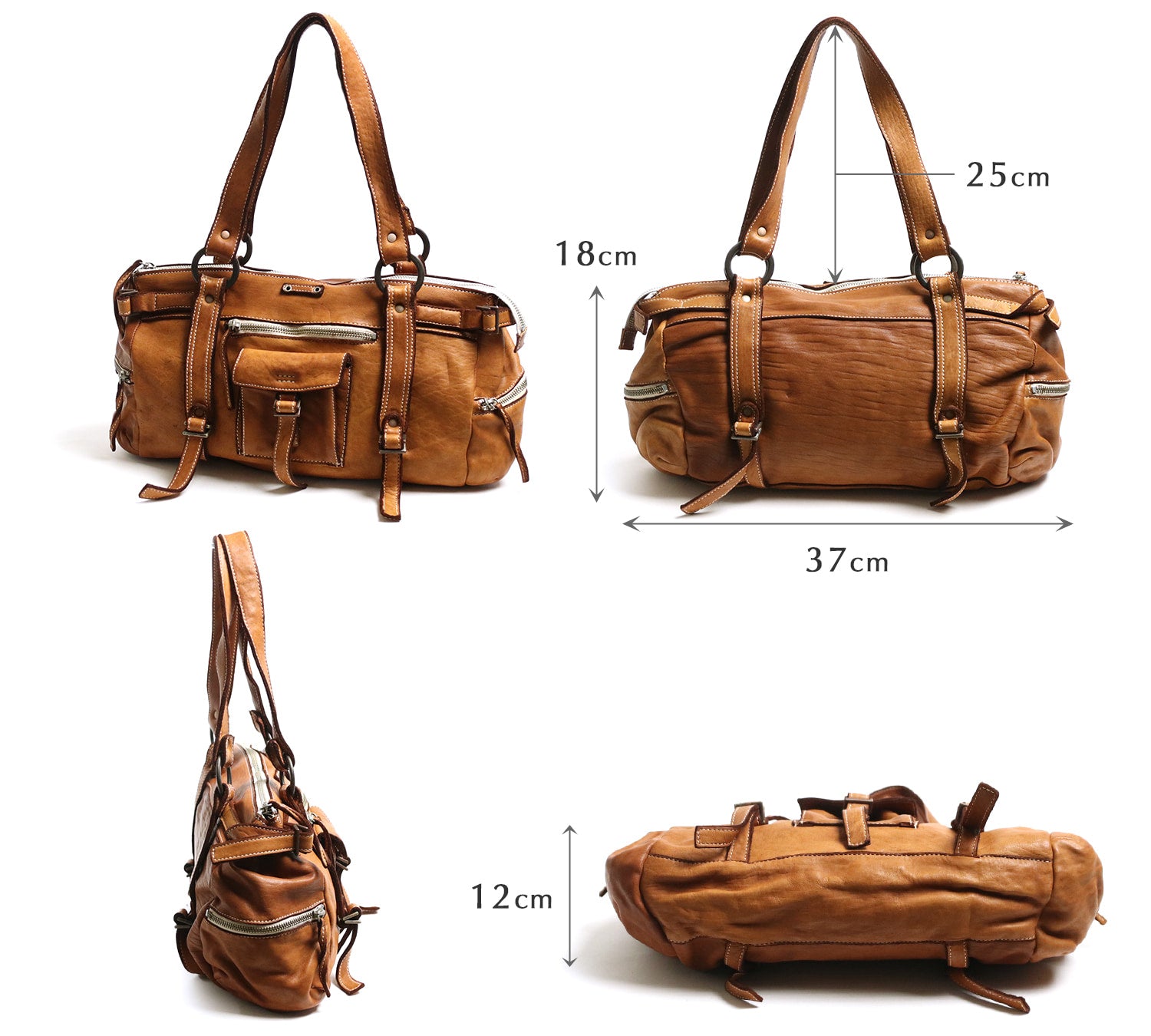 REALMIND / FORO A unique texture. A mini Boston made of soft and light high-quality piece-dyed horse-tanned leather.