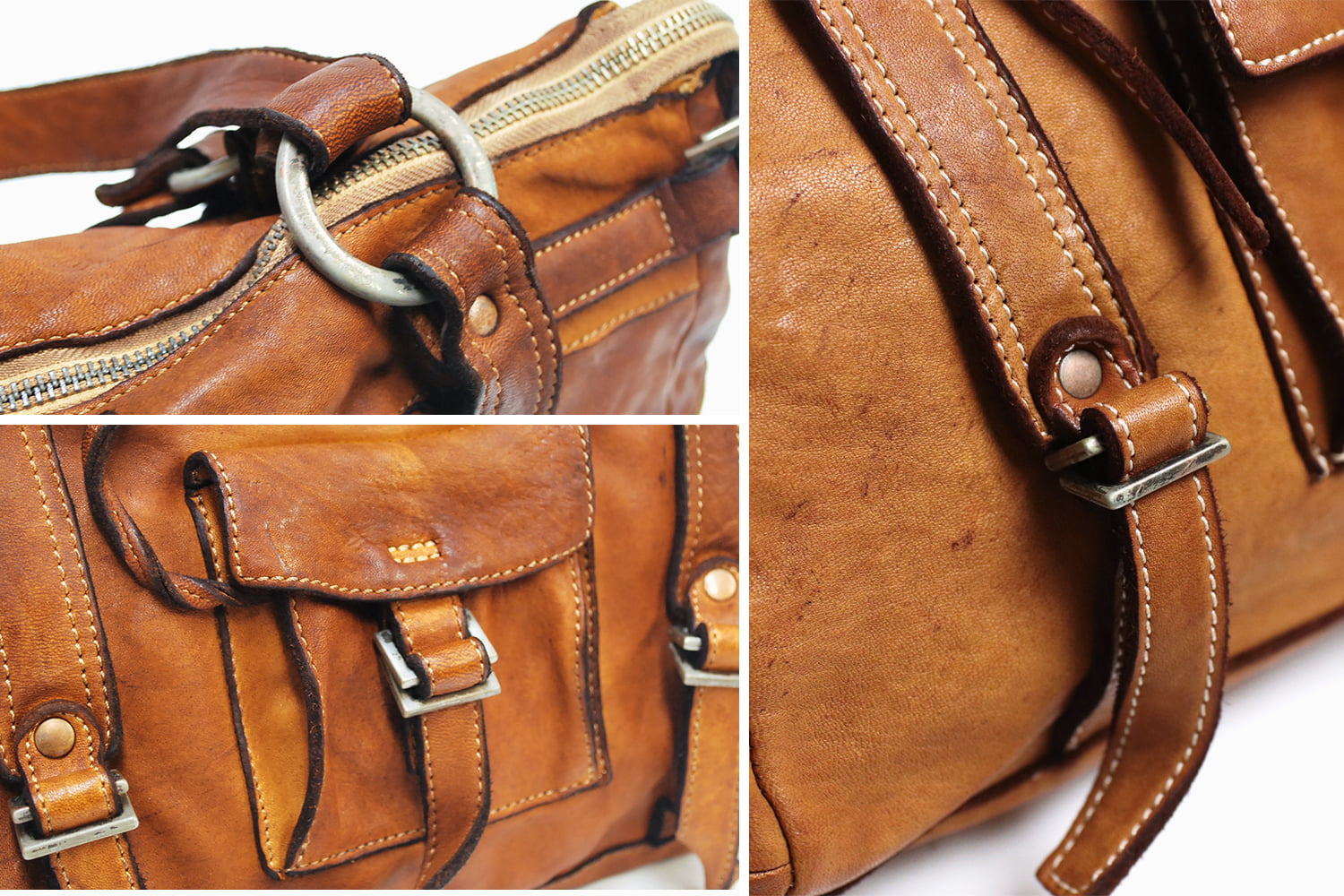 REALMIND / FORO A unique texture. A mini Boston made of soft and light high-quality piece-dyed horse-tanned leather.