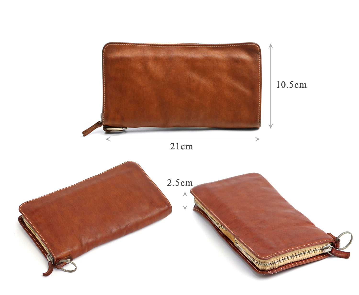 REALMIND / FORO A unique texture. Soft and lightweight high-quality piece-dyed horse tan leather long wallet