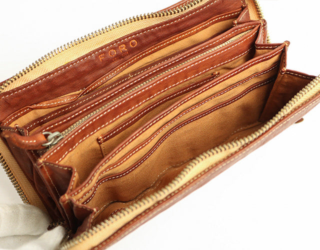 REALMIND / FORO A unique texture. Soft and lightweight high-quality piece-dyed horse tan leather long wallet