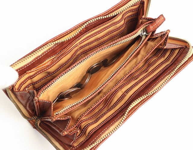 REALMIND / FORO A unique texture. Soft and lightweight high-quality piece-dyed horse tan leather long wallet