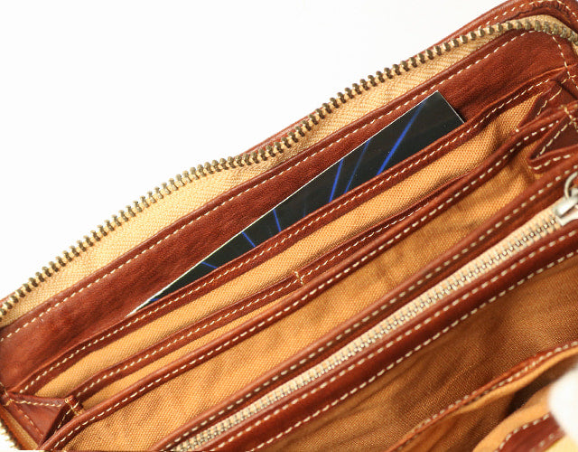 REALMIND / FORO A unique texture. Soft and lightweight high-quality piece-dyed horse tan leather long wallet