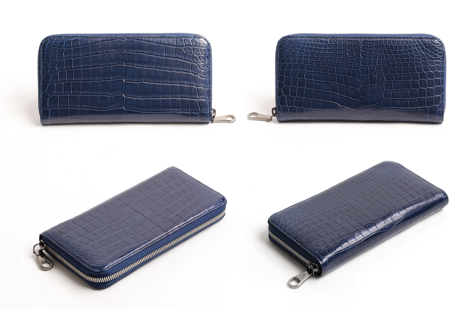 Luggage AOKI 1894 / Matt Crocodile A beautiful round zipper long wallet made of Nile crocodile with a touch of elegance.