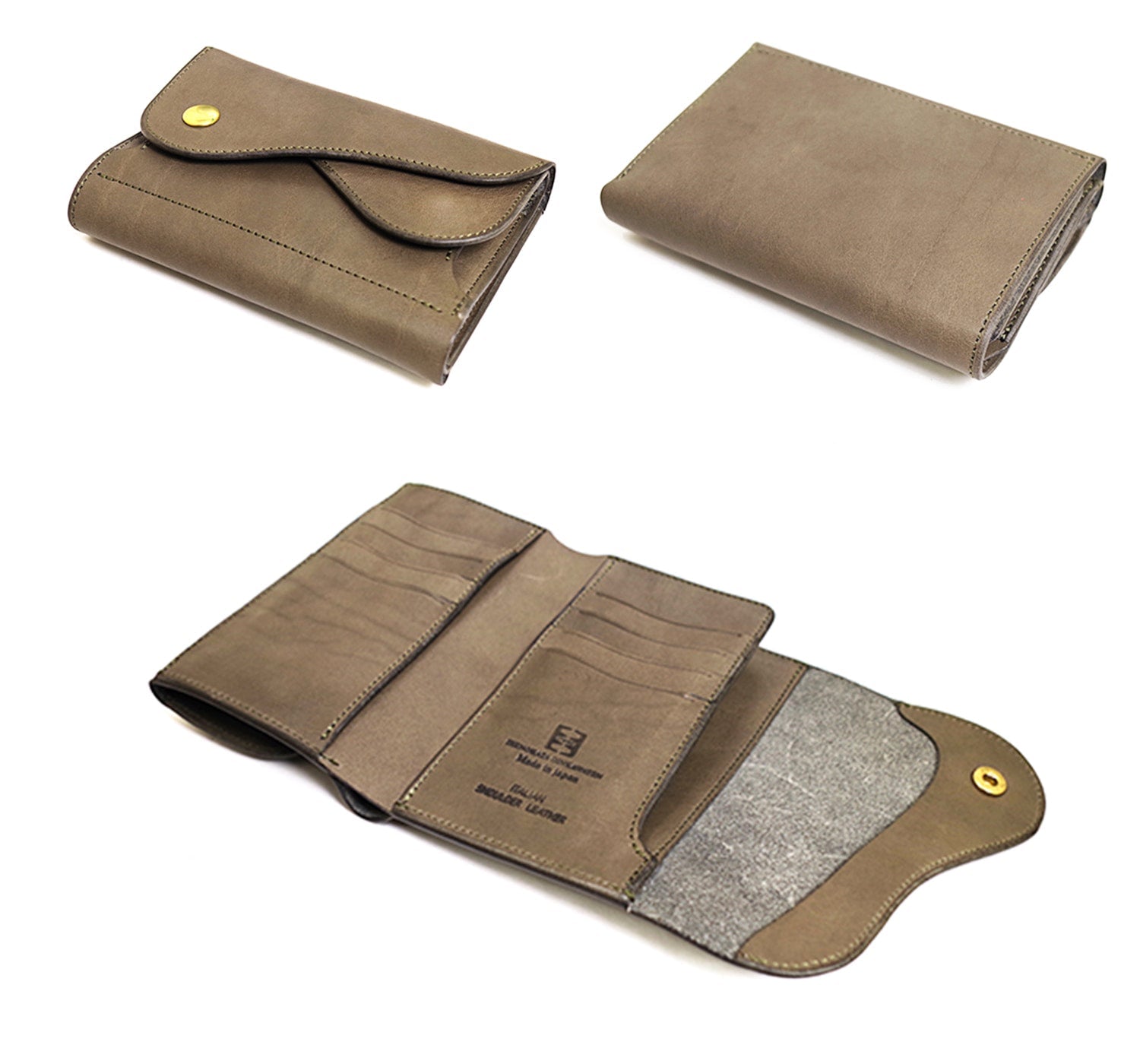 CRAMP / Ikenohata Ginkakuten 義大利收縮皮革,具有豐富的表現力。兼具儲存容量和尺寸的雙翻蓋中錢包
