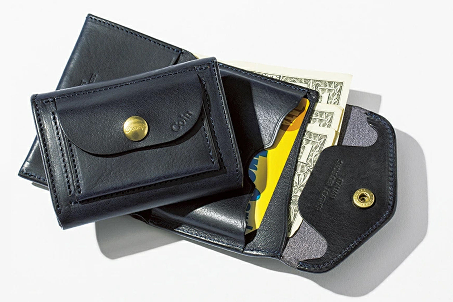 CRAMP / 池之端銀革店 表情豊かなイタリア製シュリンクレザー。 カードケースサイズのコンパクトウォレット (リニューアル版)