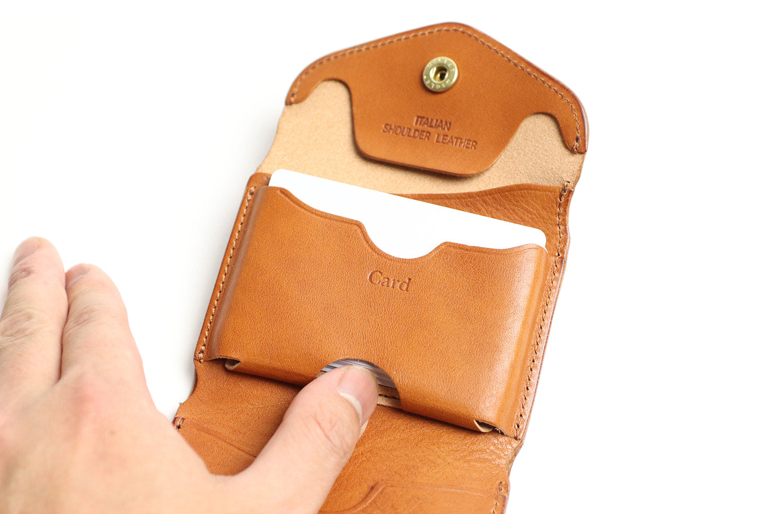 CRAMP / 池之端銀革店 表情豊かなイタリア製シュリンクレザー。 カードケースサイズのコンパクトウォレット (リニューアル版)