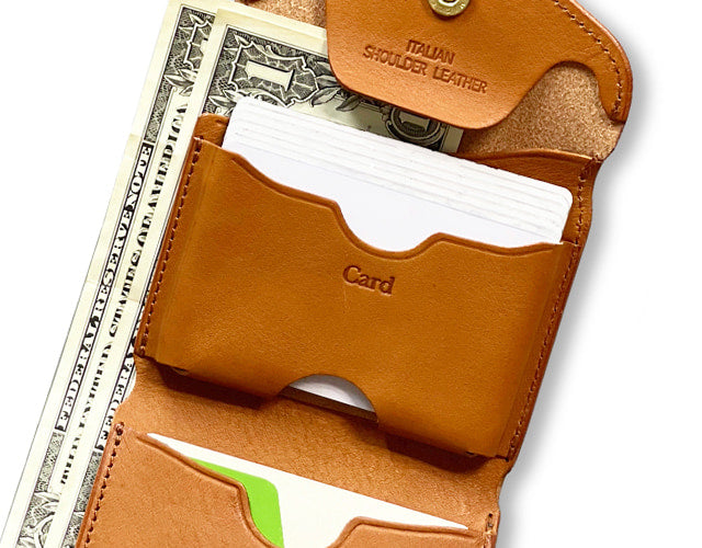 CRAMP / 池之端銀革店 表情豊かなイタリア製シュリンクレザー。 カードケースサイズのコンパクトウォレット (リニューアル版)