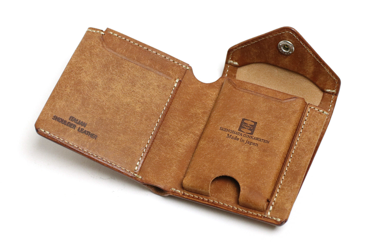 CRAMP / 池之端銀革店 劇的なエイジングを楽しめるプエブロレザー。大容量コインケースを備えたギャルソンスリムウォレット