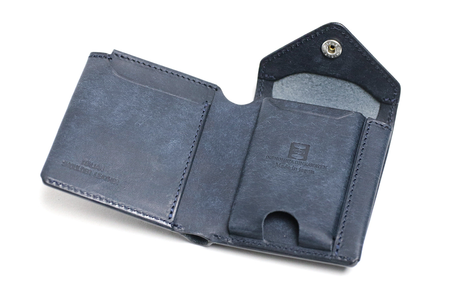 CRAMP / 池之端銀革店 劇的なエイジングを楽しめるプエブロレザー。大容量コインケースを備えたギャルソンスリムウォレット