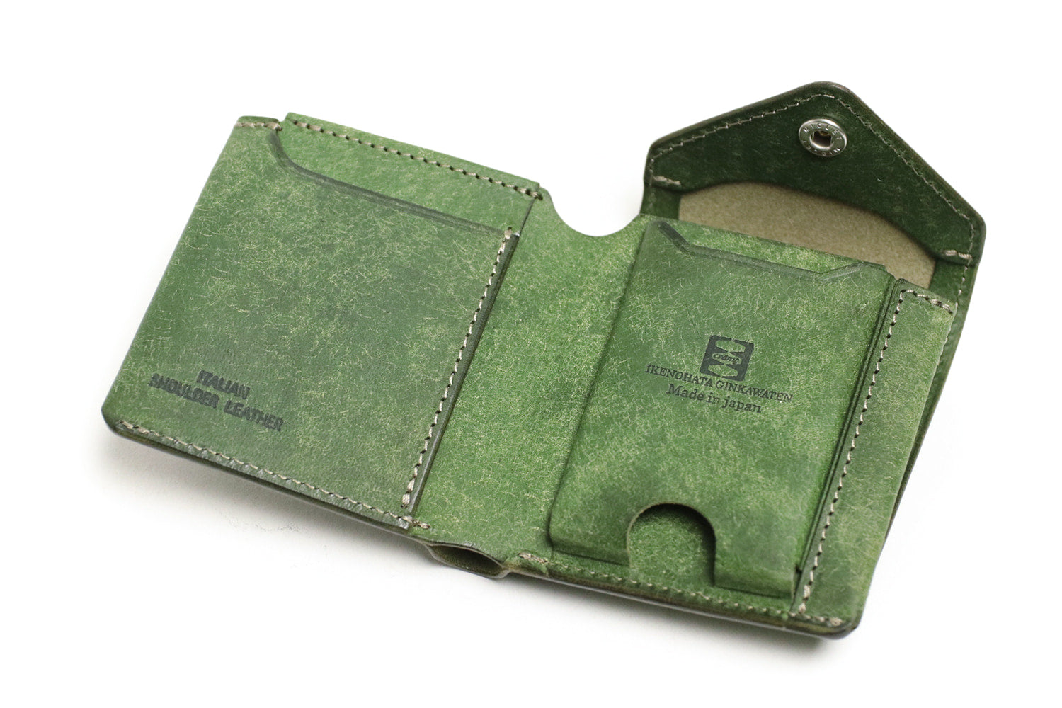 CRAMP / 池之端銀革店 劇的なエイジングを楽しめるプエブロレザー。大容量コインケースを備えたギャルソンスリムウォレット