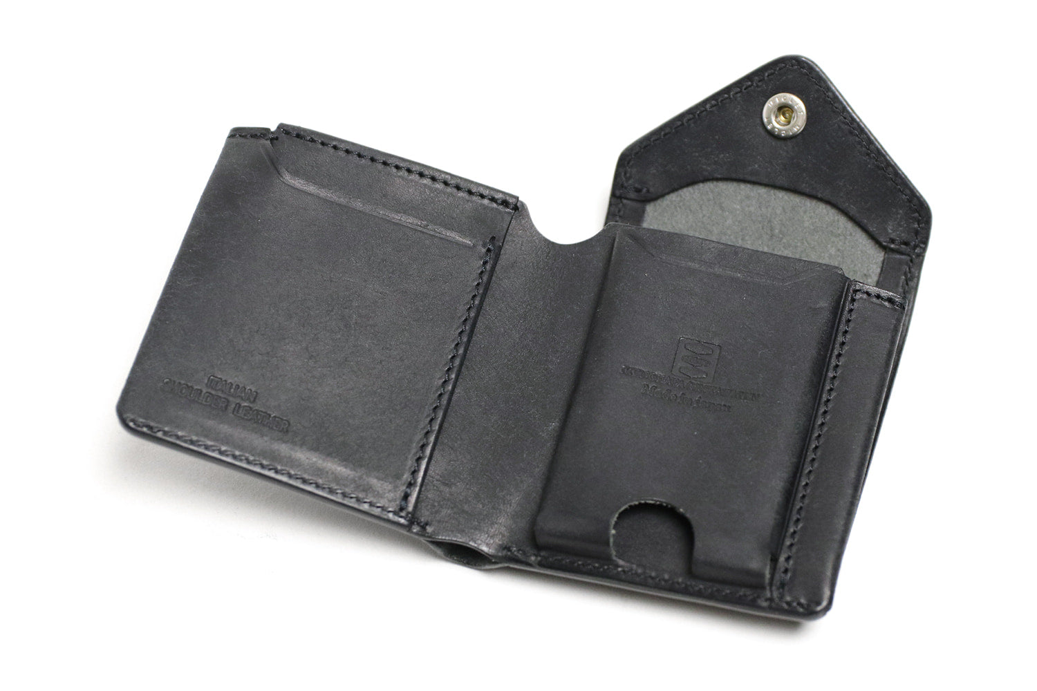 CRAMP / 池之端銀革店 劇的なエイジングを楽しめるプエブロレザー。大容量コインケースを備えたギャルソンスリムウォレット