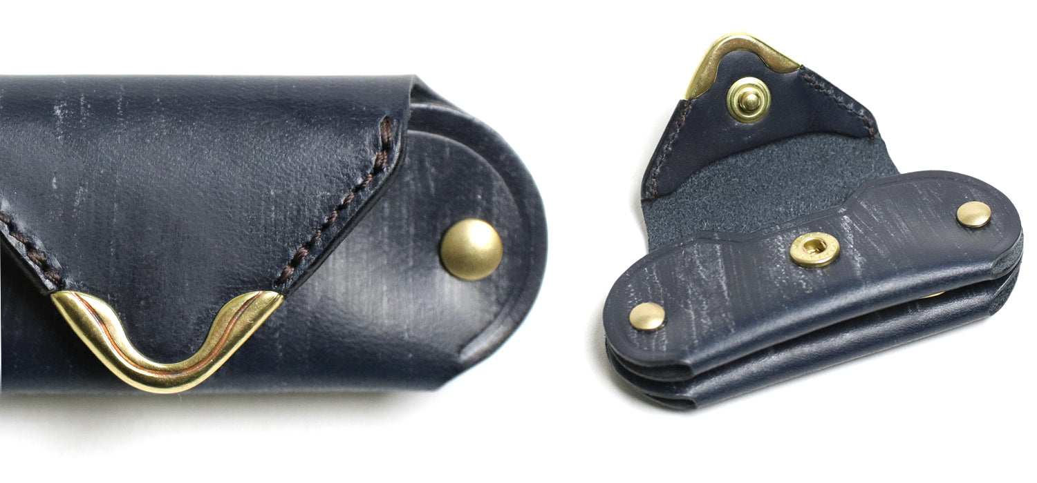 CRAMP / 池之端銀革店 フロント金具がアクセント。真鍮シューホーン付きミニコインケース