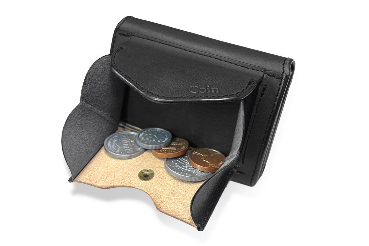 Dual / 池之端銀革店 透明感のあるツヤが現れるサドルプルアップレザー カードケースサイズのコンパクトウォレット