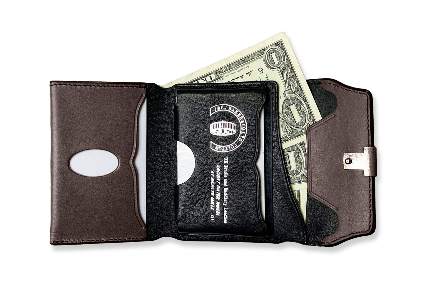 Dual / 池之端銀革店 透明感のあるツヤが現れるサドルプルアップレザー カードケースサイズのコンパクトウォレット