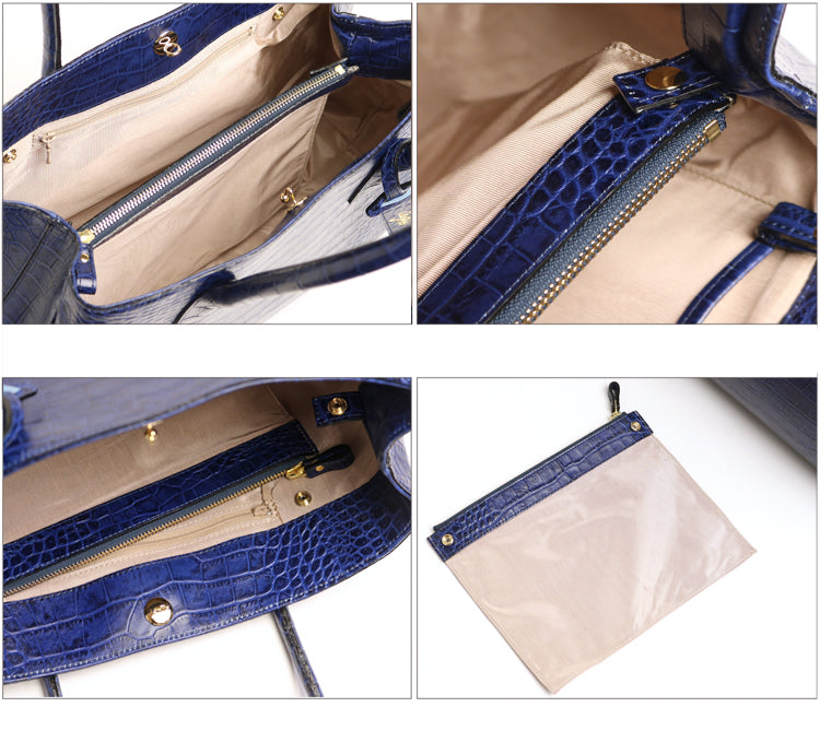 legu by LILY / Chroma A4 相容大容量手提包,採用奢華鱷魚壓花皮革製成