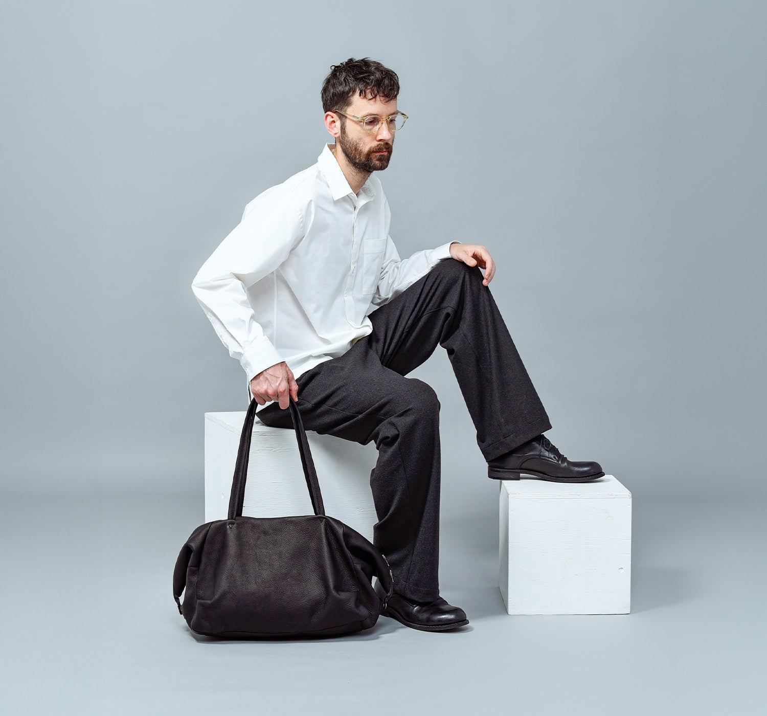 MR.OLIVE E.O.I IMPERMA-LEATHER / DRAPE BOSTON BAG
