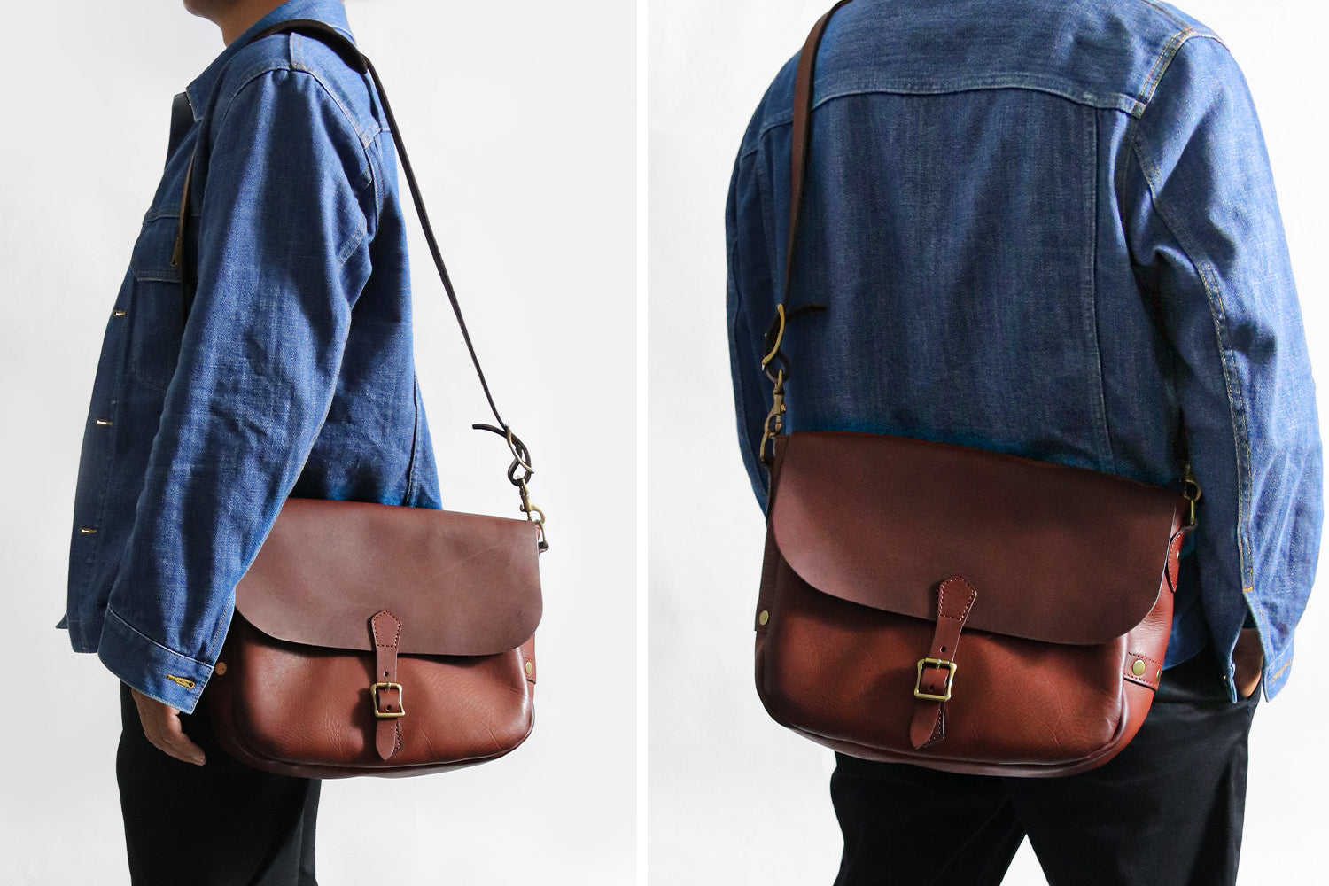 vasco / LEATHER POSTMAN SHOULDER BAG -MEDIUM (PLANE)