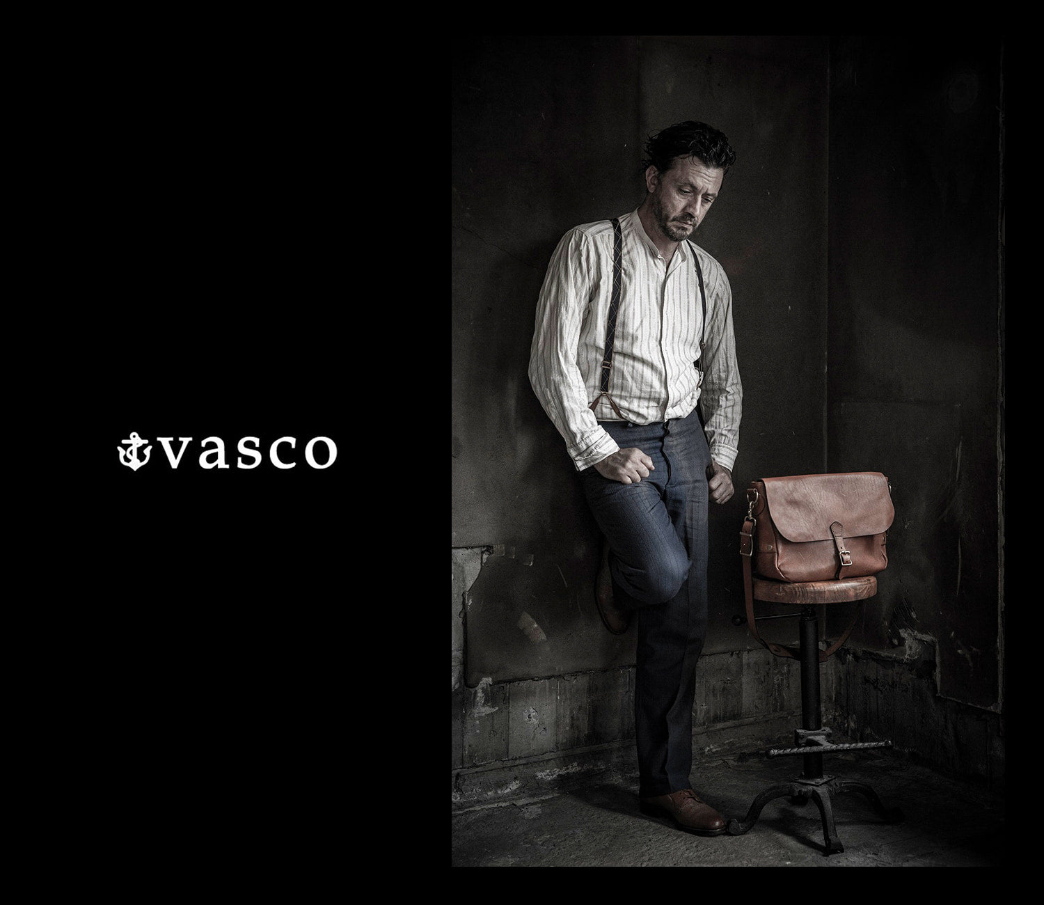 vasco / 皮革郵差單肩包 - 大號(飛機)