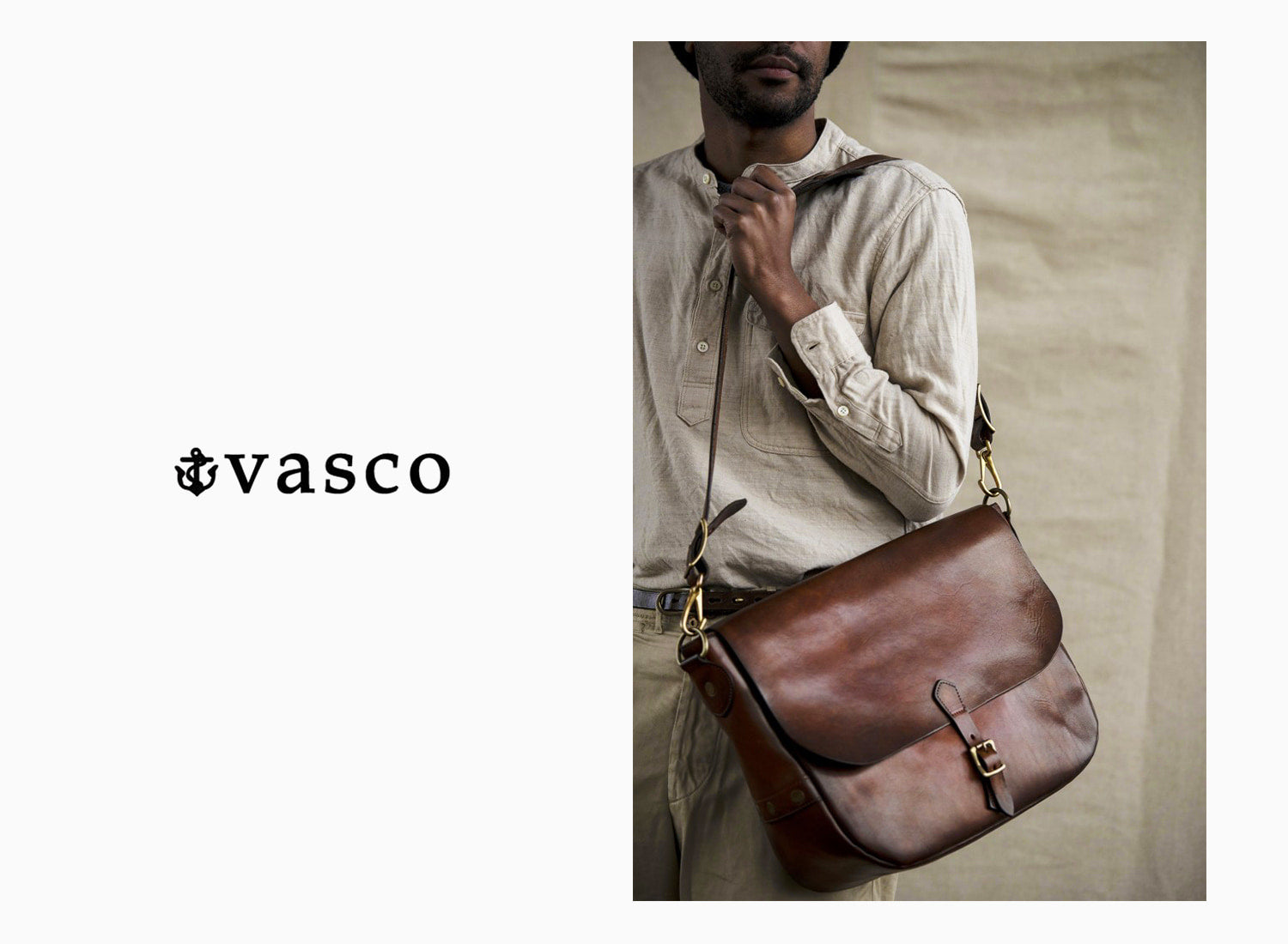 vasco / LEATHER POSTMAN SHOULDER BAG -LARGE(PLANE/U.S.MAIL)