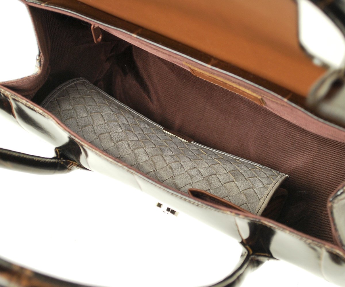 REALMIND / PRIMA A4 tote bag made of glossy large croco-embossed leather