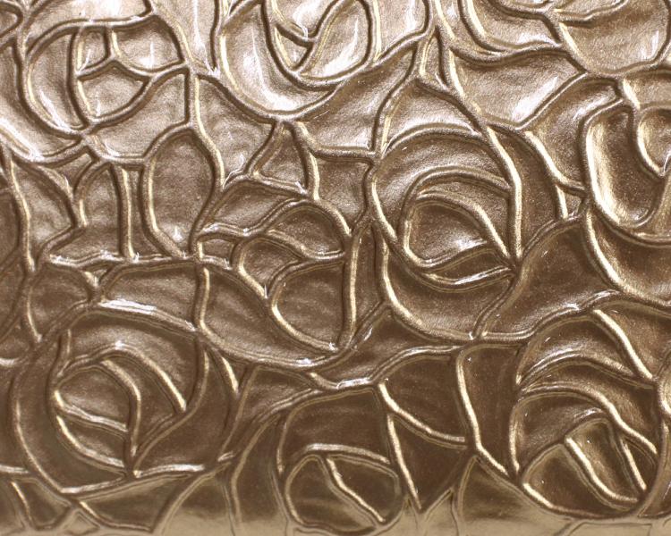 FU-SI FERNALLE / ROSE METAL 美麗玫瑰壓花漆皮纖薄 L 型拉鍊錢包
