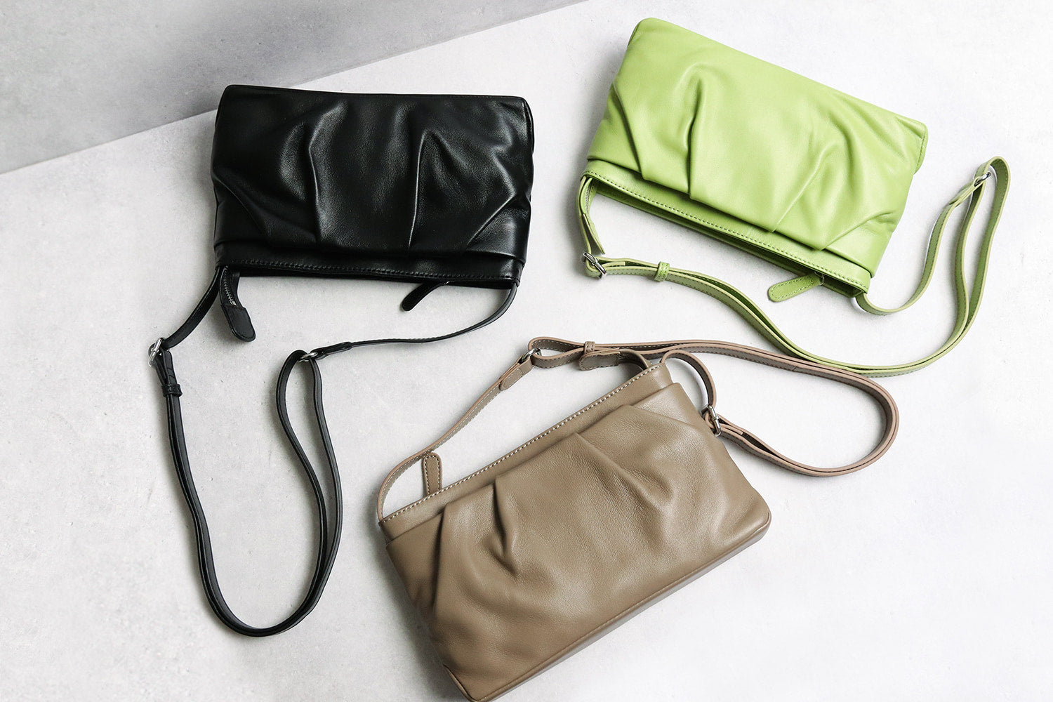 ARUKAN Lamour Elegant lamb leather drape mini shoulder bag