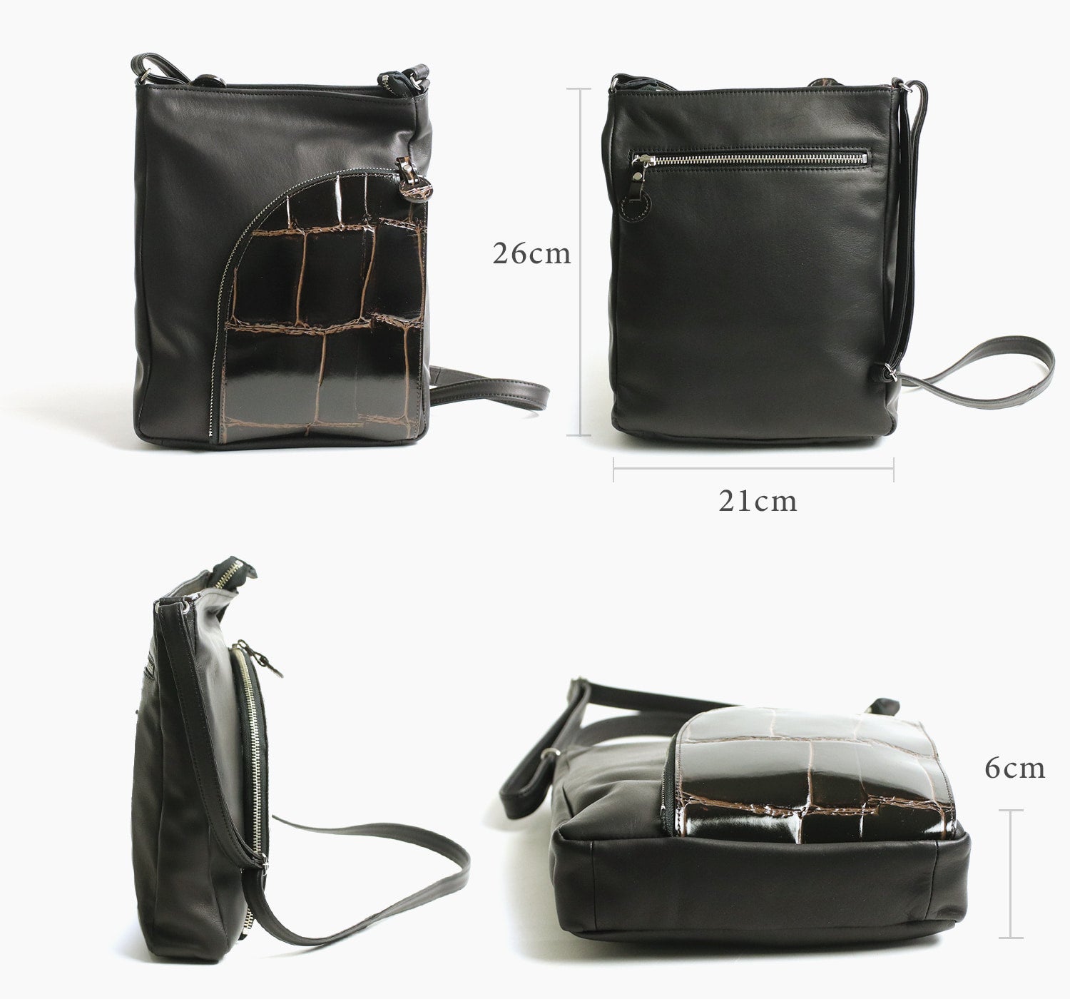 REALMIND / APORON Large croco-embossed soft leather shoulder bag 