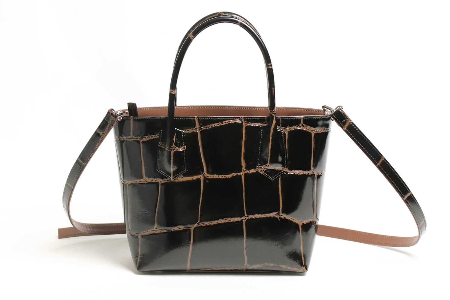 REALMIND / PRIMA 艶めくラージクロコ型押しレザーの2wayバッグ