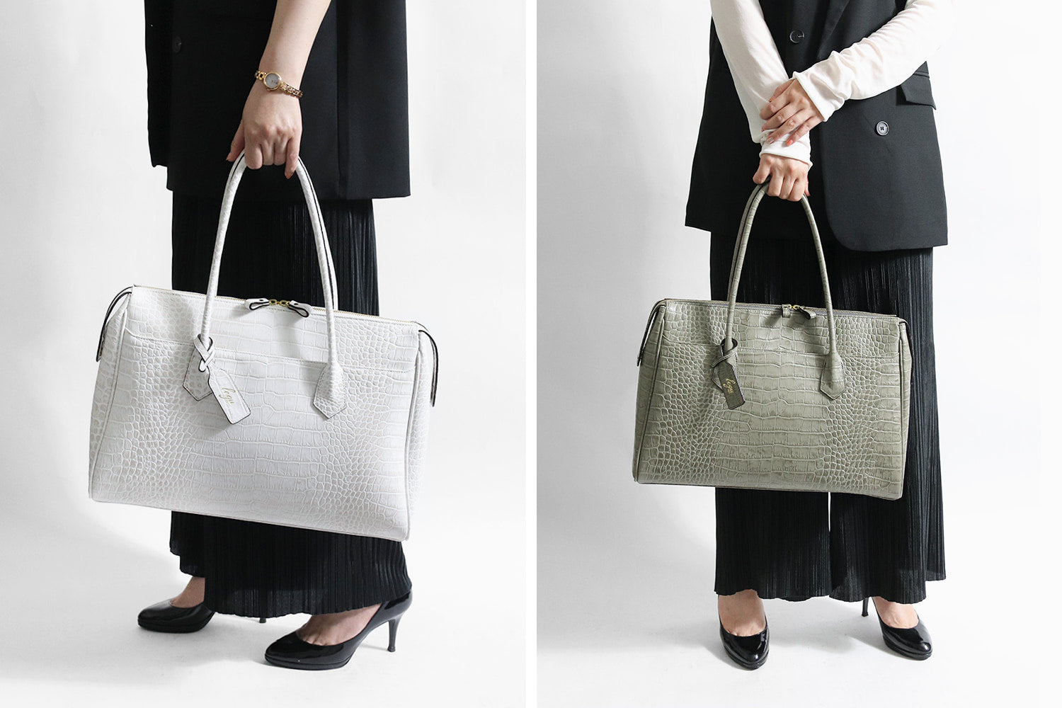 legu by LILY / Chroma A business tote bag made of luxurious crocodile embossed leather