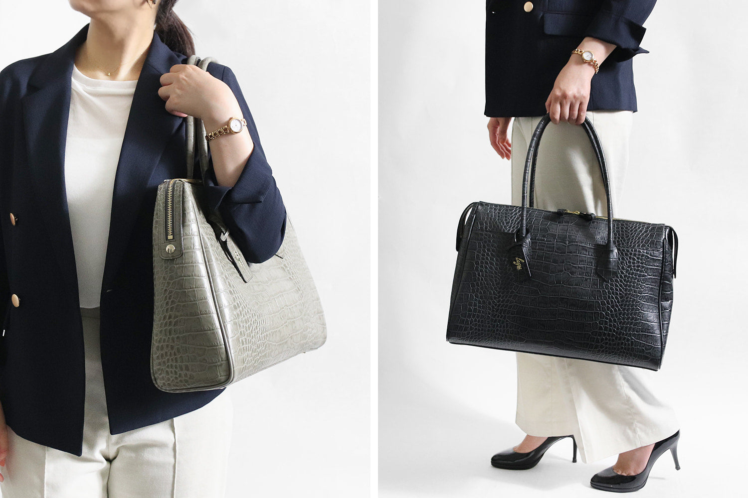 legu by LILY / Chroma A business tote bag made of luxurious crocodile embossed leather