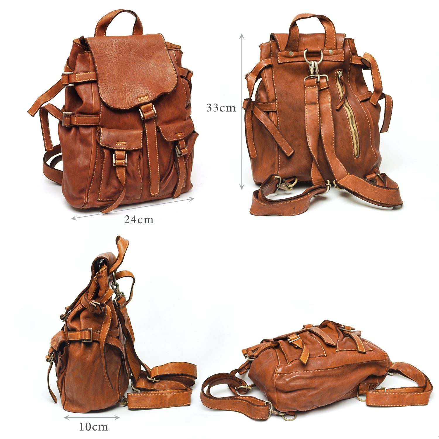 REALMIND / FORO A unique texture. Soft and lightweight high-quality piece-dyed horse-tanned leather backpack