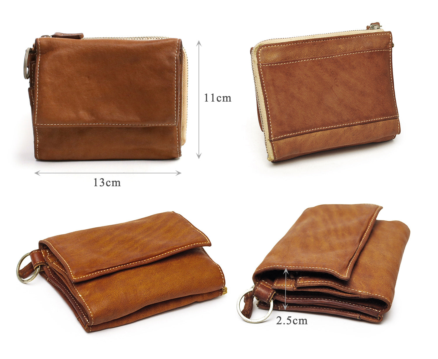 REALMIND / FORO A unique texture. Soft and lightweight folding wallet made of high-quality piece-dyed horse-tanned leather