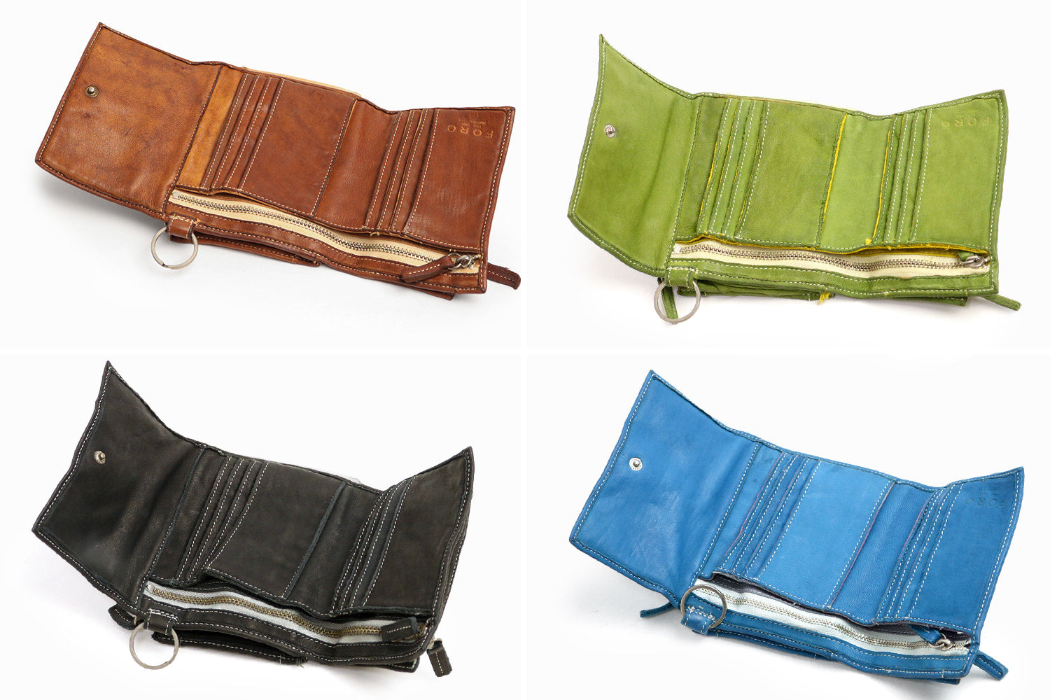 REALMIND / FORO A unique texture. Soft and lightweight folding wallet made of high-quality piece-dyed horse-tanned leather