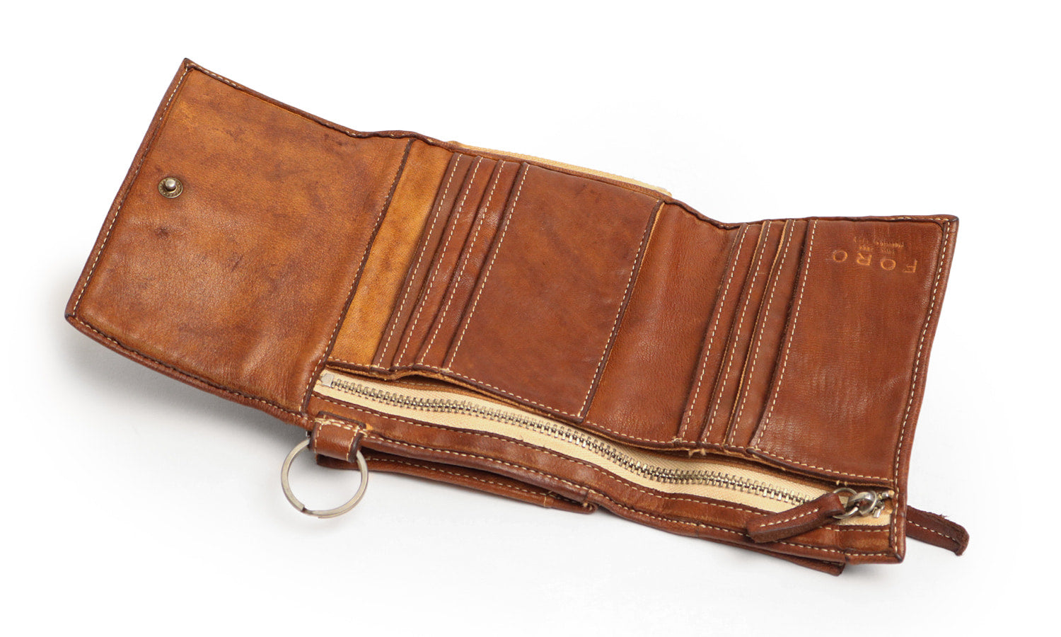REALMIND / FORO A unique texture. Soft and lightweight folding wallet made of high-quality piece-dyed horse-tanned leather