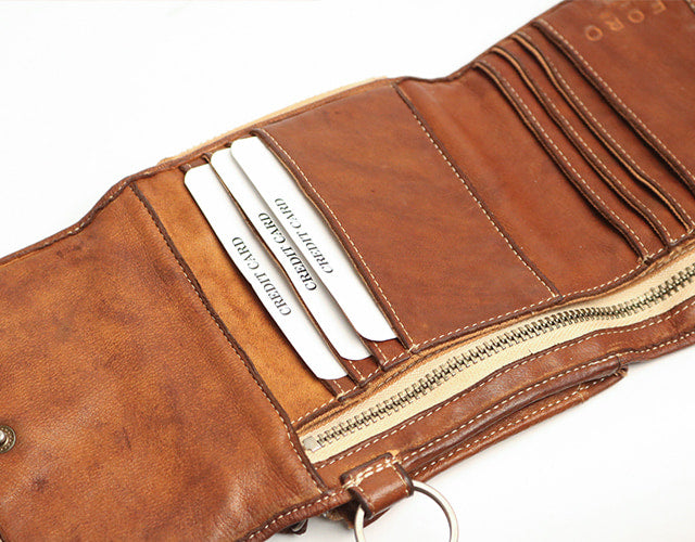 REALMIND / FORO A unique texture. Soft and lightweight folding wallet made of high-quality piece-dyed horse-tanned leather
