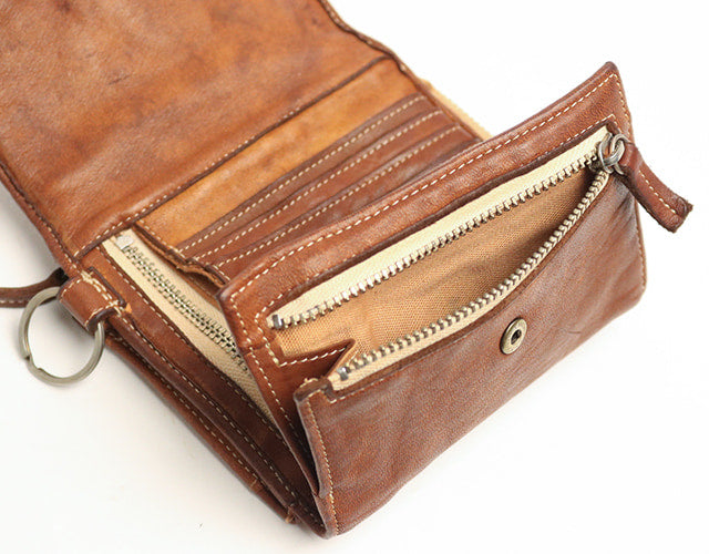 REALMIND / FORO A unique texture. Soft and lightweight folding wallet made of high-quality piece-dyed horse-tanned leather