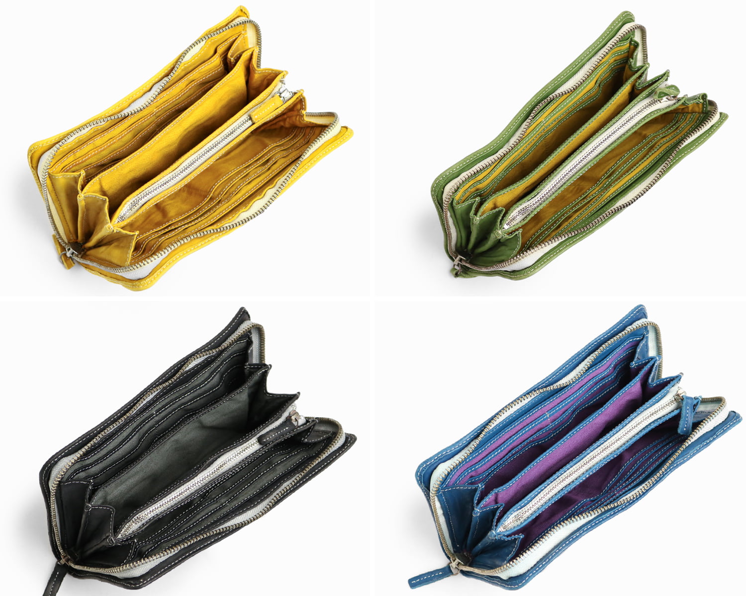 REALMIND / FORO A unique texture. Soft and lightweight high-quality piece-dyed horse tan leather long wallet