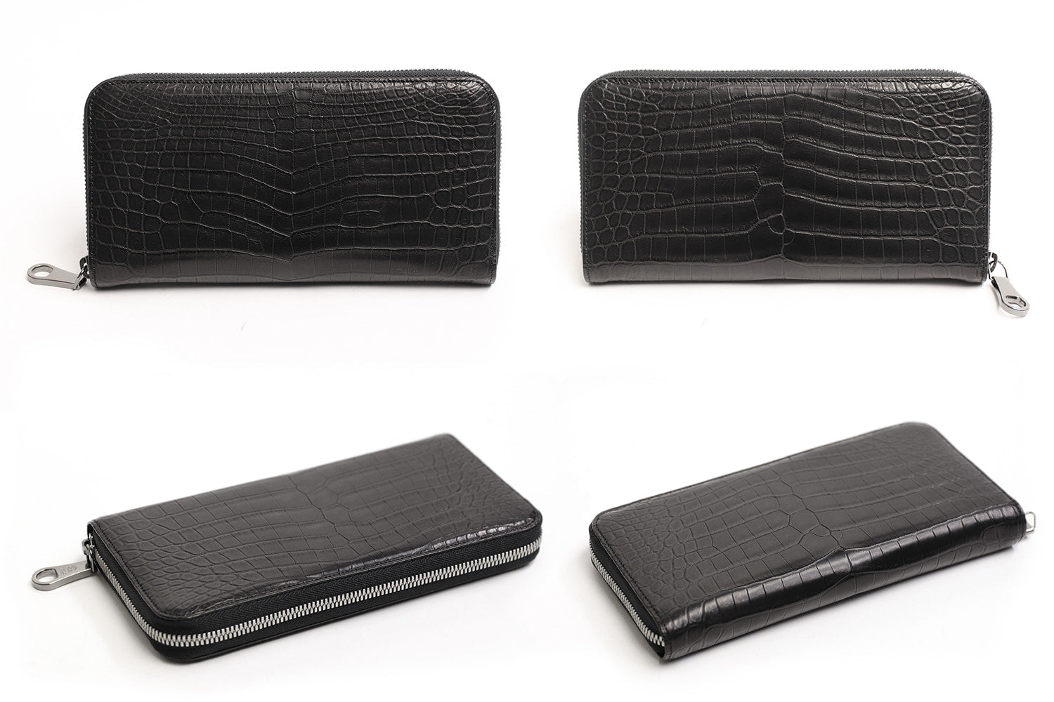 Luggage AOKI 1894 / Matt Crocodile A beautiful round zipper long wallet made of Nile crocodile with a touch of elegance.