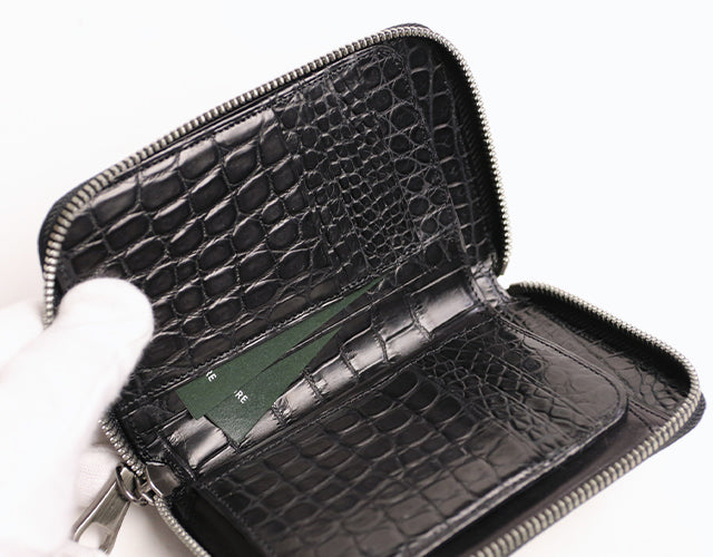 Luggage AOKI 1894 / Matt Crocodile 気品が漂うナイルクロコの 美しいラウンドファスナー折財布