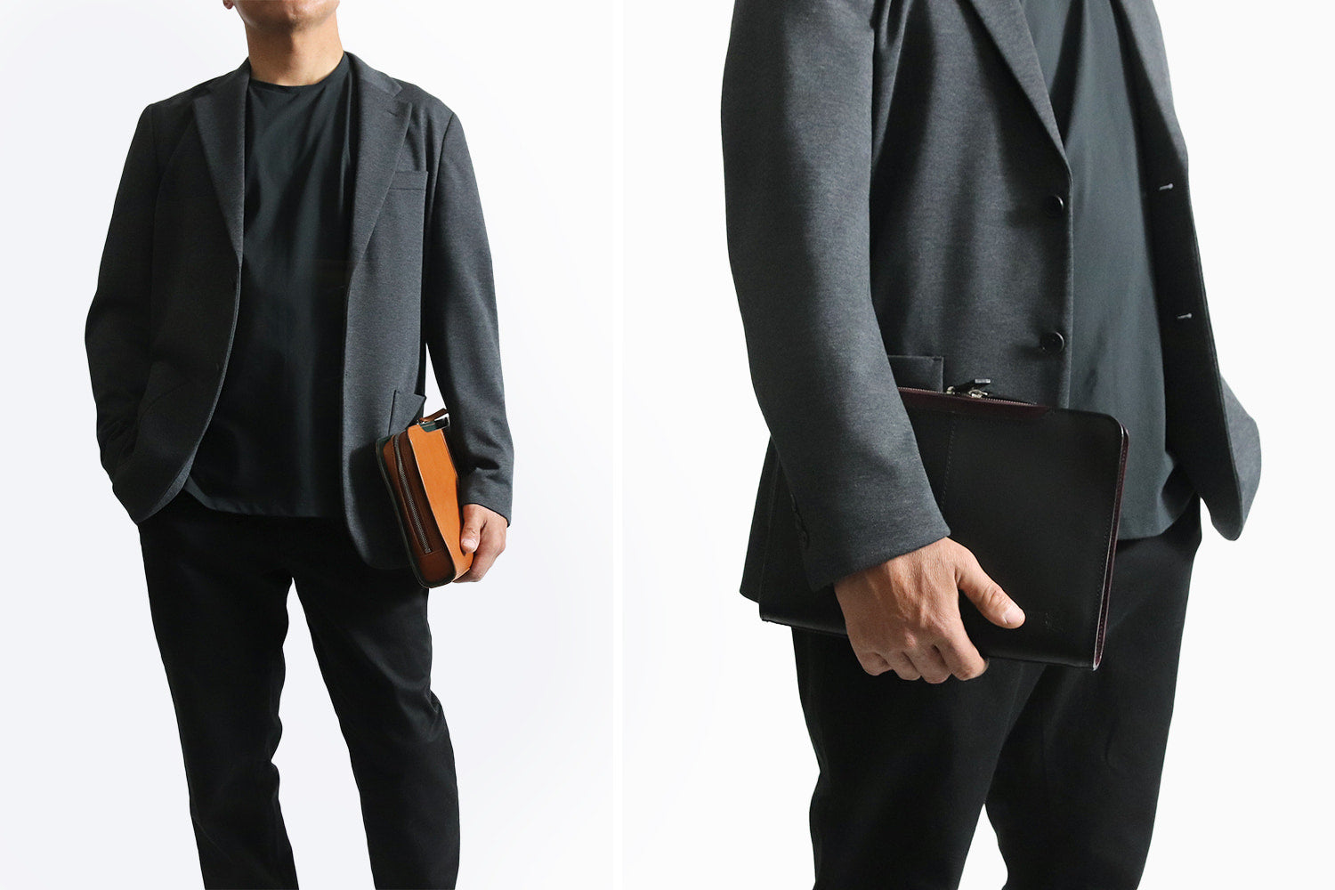 COMPLEX GARDENS / 眼蔵 ゲンゾウ  上質で肉厚なバケッタレザーを贅沢に使用したラウンドジップクラッチバッグ