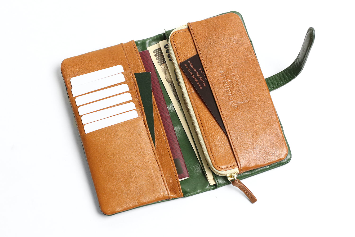 CLEDRAN Adre Plump form Functional long wallet made of cowhide leather 