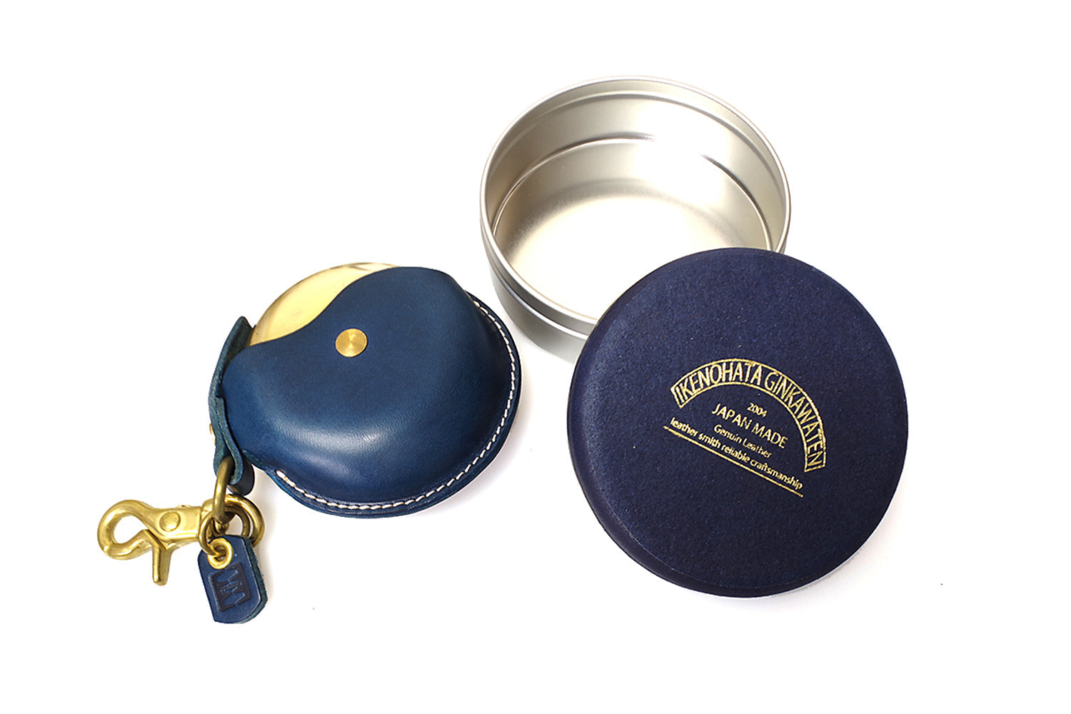 CRAMP / Ikenohata Ginzaten Brass x expressive Italian shrink leather Colon and round-shaped portable ashtray / Multi-case 