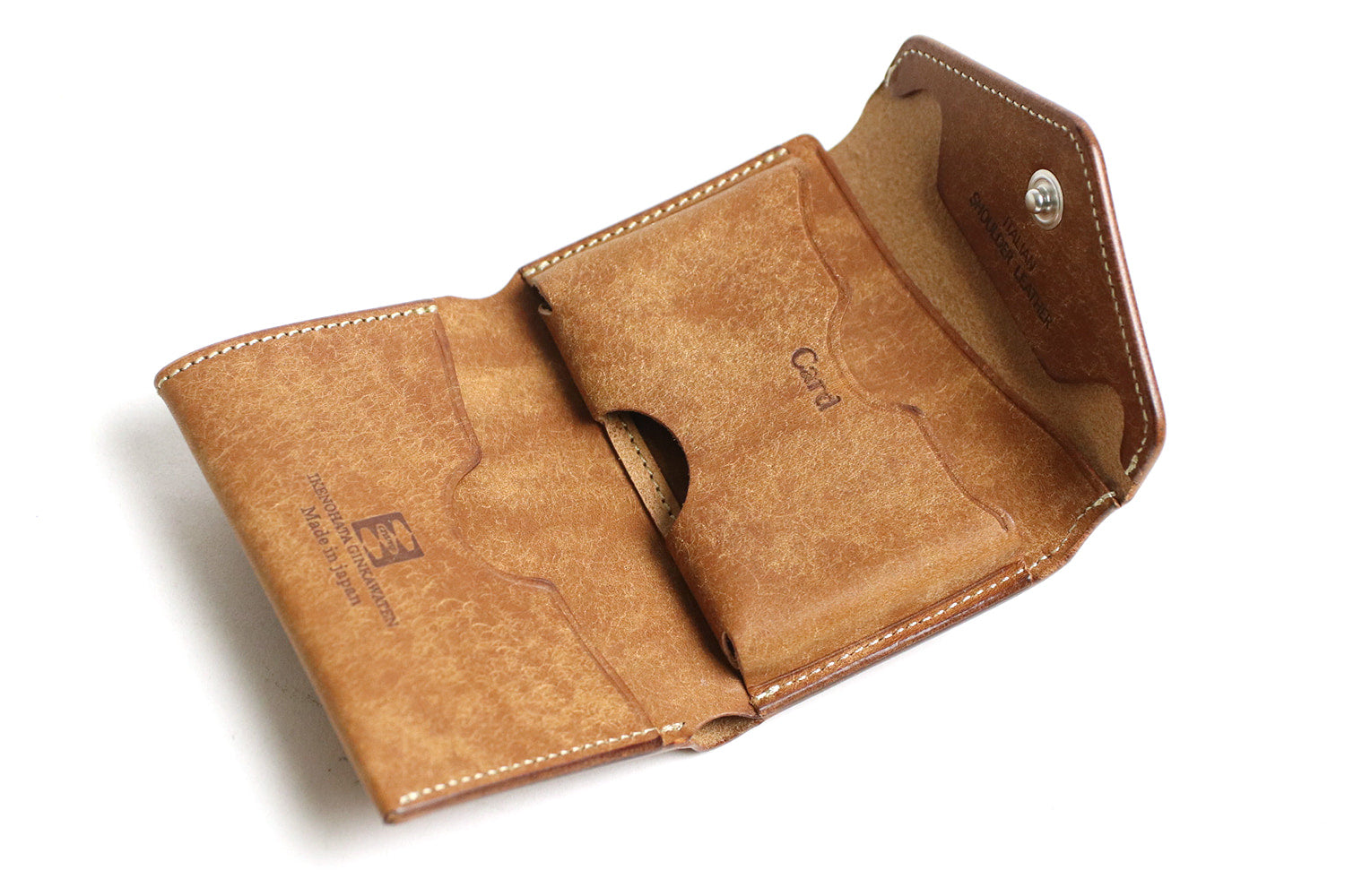 CRAMP / 池之端銀革店 劇的なエイジングを楽しめるプエブロレザー。カードケースサイズのコンパクトウォレット