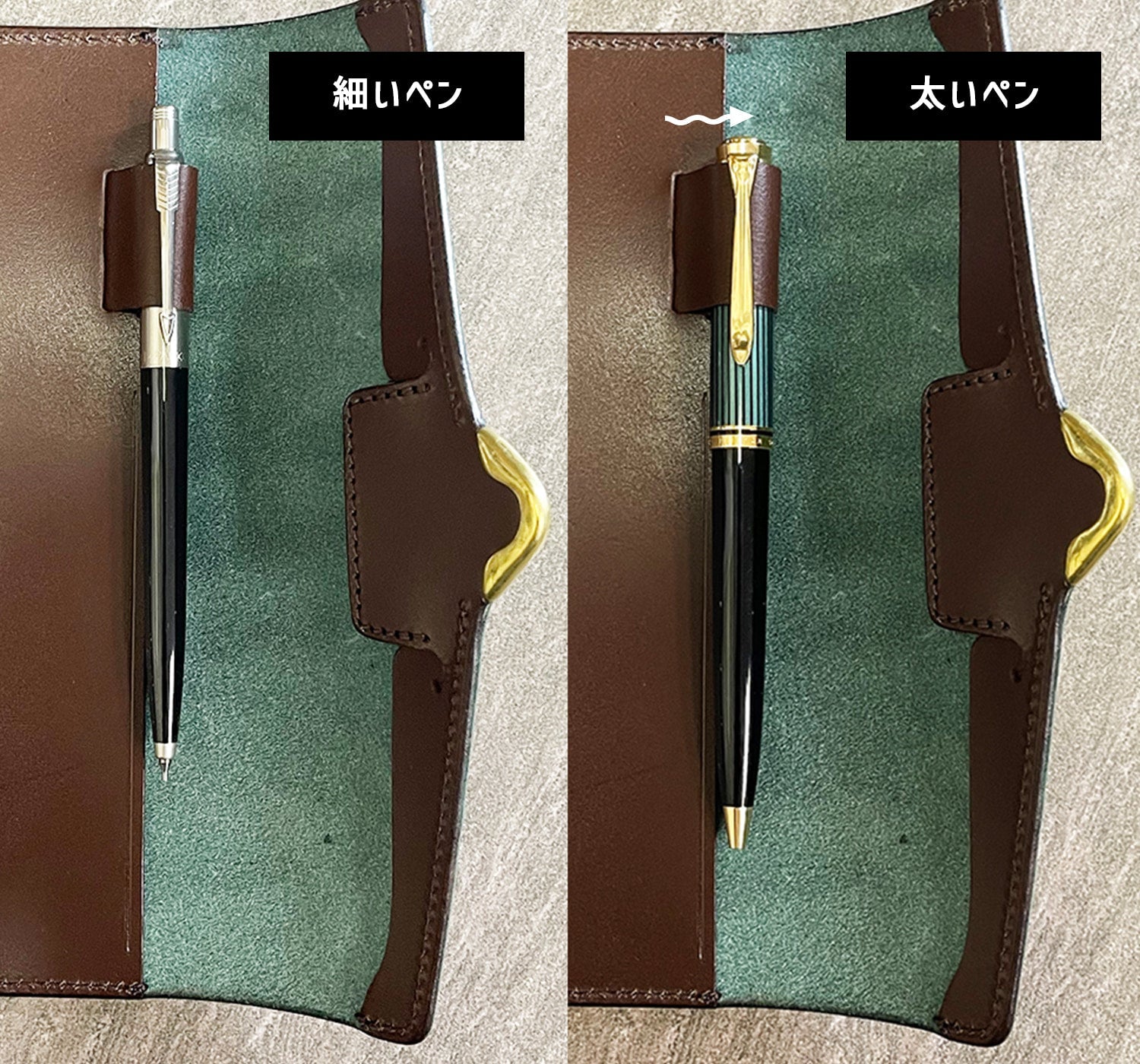CRAMP / Ikenohata Ginzaten Brass front metal fittings are accented. Bible-sized system notebook with variable pen insertion 